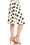 Moa Collection Polka dot printed, high waisted knee length skirt plus