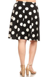 Moa Collection Polka dot printed, high waisted knee length skirt plus