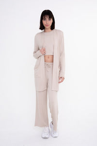 Mono B Lounge Open-Front Terry Cardigan