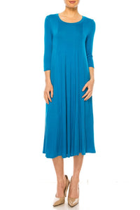 Moa Collection Solid jersey knit a-line dress