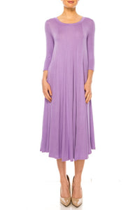 Moa Collection Solid jersey knit a-line dress