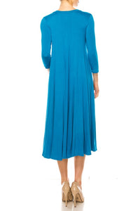 Moa Collection Solid jersey knit a-line dress