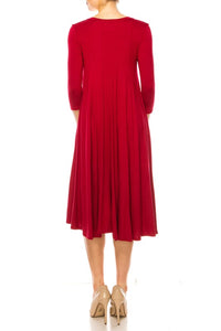 Moa Collection Solid jersey knit a-line dress