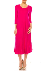 Moa Collection Solid jersey knit a-line dress