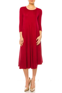 Moa Collection Solid jersey knit a-line dress