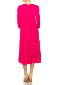 Moa Collection Solid jersey knit a-line dress