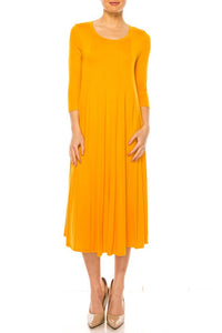 Moa Collection Solid jersey knit a-line dress