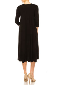 Moa Collection Solid jersey knit a-line dress