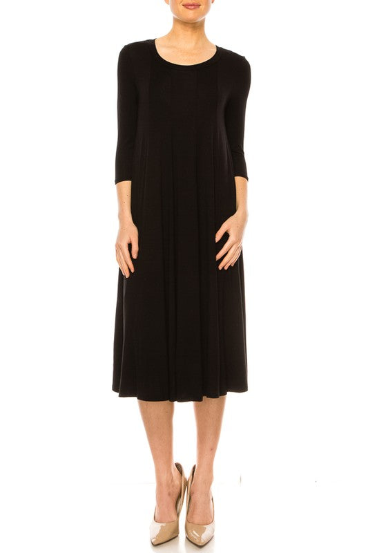 Moa Collection Solid jersey knit a-line dress