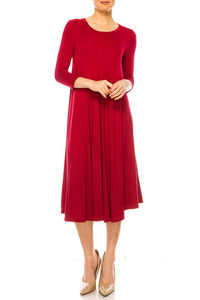 Moa Collection Solid jersey knit a-line dress