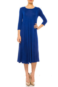 Moa Collection Solid jersey knit a-line dress