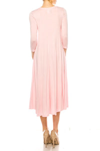 Moa Collection Solid jersey knit a-line dress