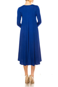 Moa Collection Solid jersey knit a-line dress