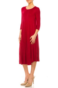 Moa Collection Solid jersey knit a-line dress