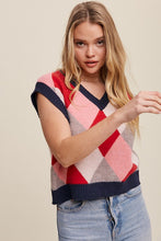 Load image into Gallery viewer, Listicle Argyle Cropped Sweater Vest