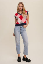 Load image into Gallery viewer, Listicle Argyle Cropped Sweater Vest