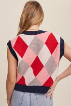 Load image into Gallery viewer, Listicle Argyle Cropped Sweater Vest