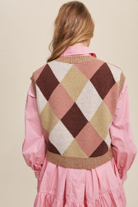 Listicle Argyle Cropped Sweater Vest