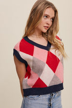 Load image into Gallery viewer, Listicle Argyle Cropped Sweater Vest