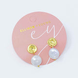 Golden Shell Pearl Drop Earrings