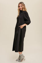 Load image into Gallery viewer, Listicle Button Front Puff Sleeve Babydoll Maxi Dress