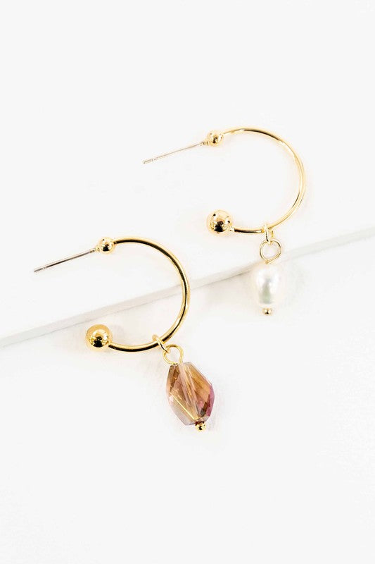 Lovoda Nabi Pearl Asymmetrical Hoop Earrings