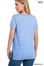 Load image into Gallery viewer, ZENANA WASHED MELANGE BURNOUT SCOOP V-NECK TOP