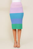 TIMING High-Waisted Midi Sweater Multicolor Skirt