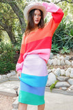 TIMING High-Waisted Midi Sweater Multicolor Skirt