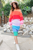 TIMING High-Waisted Midi Sweater Multicolor Skirt