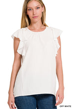 Load image into Gallery viewer, ZENANA WOVEN BUBBLE AIRFLOW FLUTTER SLEEVE TOP