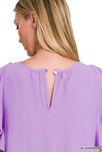 Load image into Gallery viewer, ZENANA WOVEN BUBBLE AIRFLOW FLUTTER SLEEVE TOP