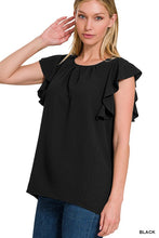 Load image into Gallery viewer, ZENANA WOVEN BUBBLE AIRFLOW FLUTTER SLEEVE TOP