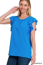 Load image into Gallery viewer, ZENANA WOVEN BUBBLE AIRFLOW FLUTTER SLEEVE TOP