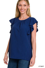 Load image into Gallery viewer, ZENANA WOVEN BUBBLE AIRFLOW FLUTTER SLEEVE TOP