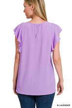 Load image into Gallery viewer, ZENANA WOVEN BUBBLE AIRFLOW FLUTTER SLEEVE TOP