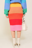 TIMING High-Waisted Midi Sweater Multicolor Skirt