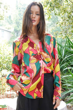 Load image into Gallery viewer, TIMING Retro Print Satin Blouse