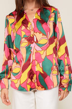 Load image into Gallery viewer, TIMING Retro Print Satin Blouse