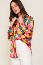 Load image into Gallery viewer, TIMING Retro Print Satin Blouse