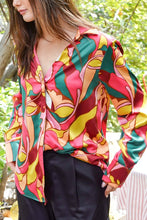 Load image into Gallery viewer, TIMING Retro Print Satin Blouse