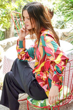 Load image into Gallery viewer, TIMING Retro Print Satin Blouse
