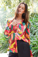Load image into Gallery viewer, TIMING Retro Print Satin Blouse