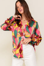 Load image into Gallery viewer, TIMING Retro Print Satin Blouse