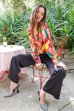 Load image into Gallery viewer, TIMING Retro Print Satin Blouse