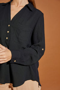 Mustard Seed V Neck Button Down Henley Shirt