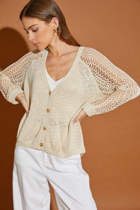 Mustard Seed HOLLOW DETAIL CARDIGAN SWEATER