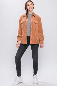 Love Tree Corduroy Button Down Jacket With Pockets