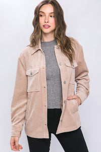 Love Tree Corduroy Button Down Jacket With Pockets