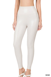 ZENANA HIGH RISE FAUX LEATHER LEGGINGS